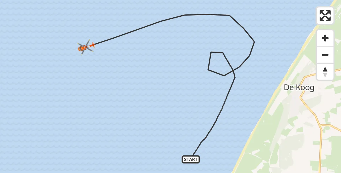 Vluchtroute Kustwachthelikopter Noordzee - Noordzee, 20 juli 2026, 08:36