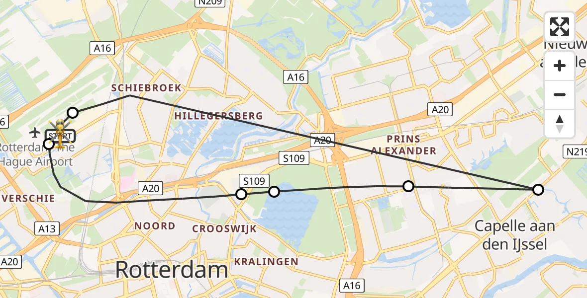 Vluchtroute Traumahelikopter Rotterdam The Hague Airport - Rotterdam The Hague Airport, 20 juli 2026, 11:56