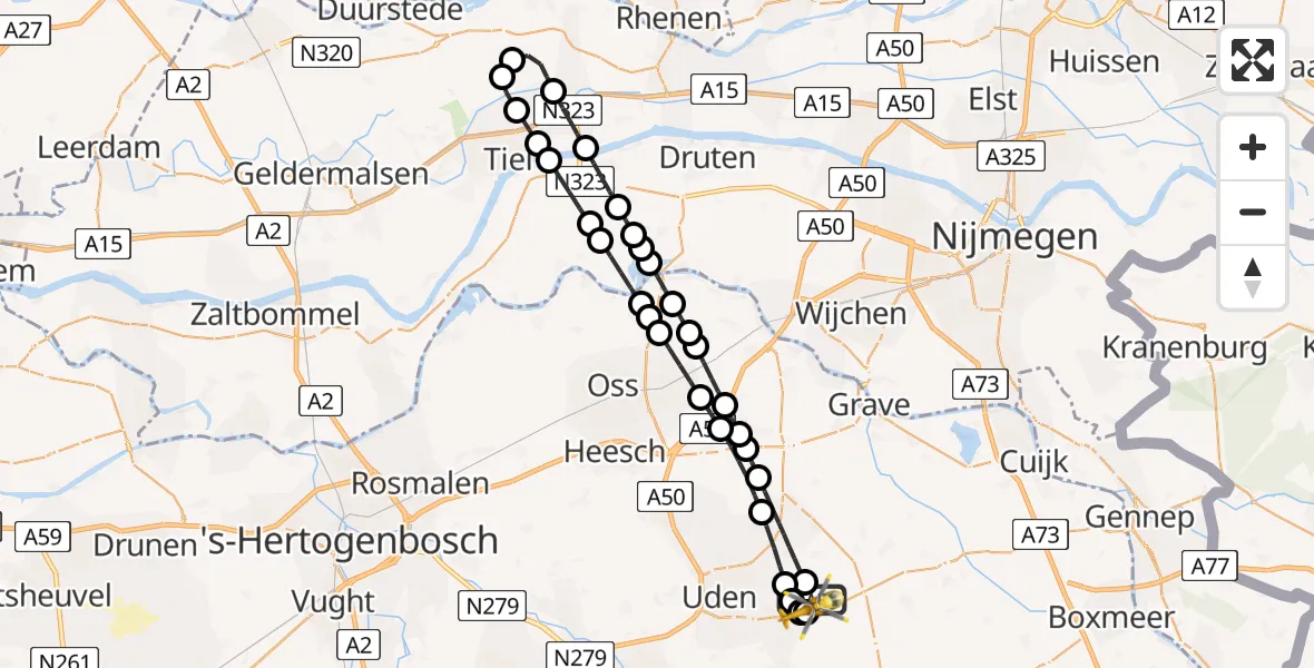 Vluchtroute Traumahelikopter Vliegbasis Volkel - Vliegbasis Volkel, 20 juli 2026, 16:17