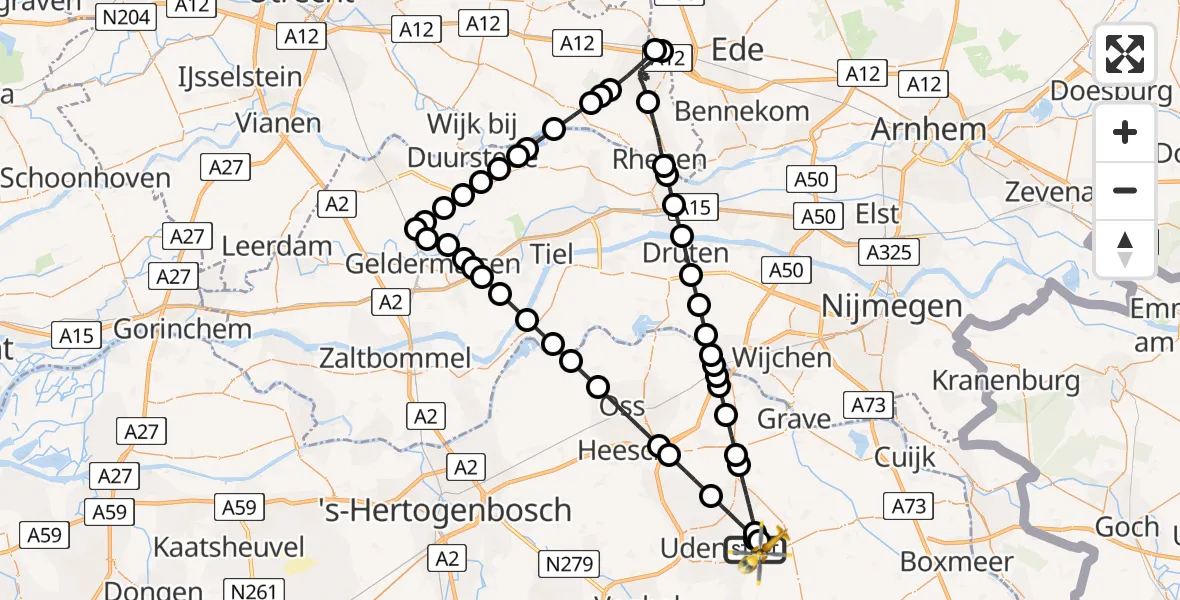 Vluchtroute Traumahelikopter Vliegbasis Volkel - Vliegbasis Volkel, 20 juli 2026, 17:11