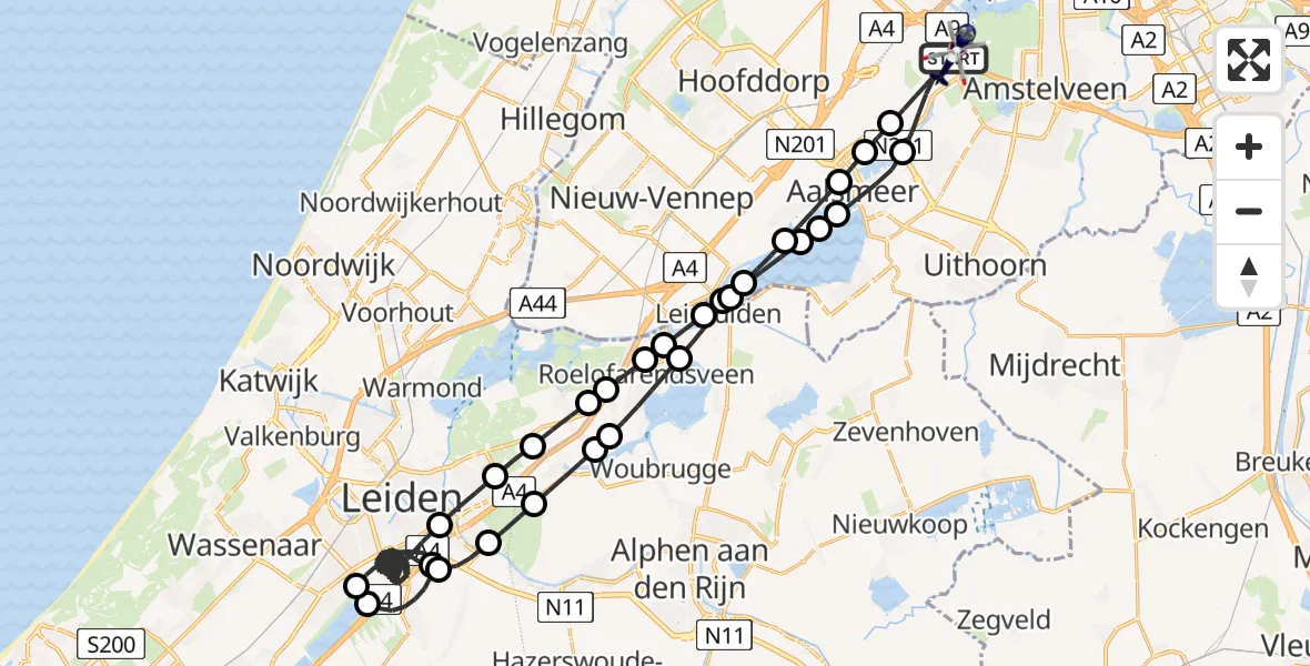 Vluchtroute Politiehelikopter Amsterdam Vliegveld Schiphol - Amsterdam Vliegveld Schiphol, 21 juli 2026, 00:25