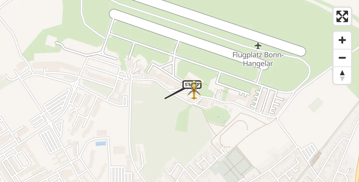 Vluchtroute Traumahelikopter Bonn-Hangelar Flugplatz - Bonn-Hangelar Flugplatz, 21 juli 2026, 06:01