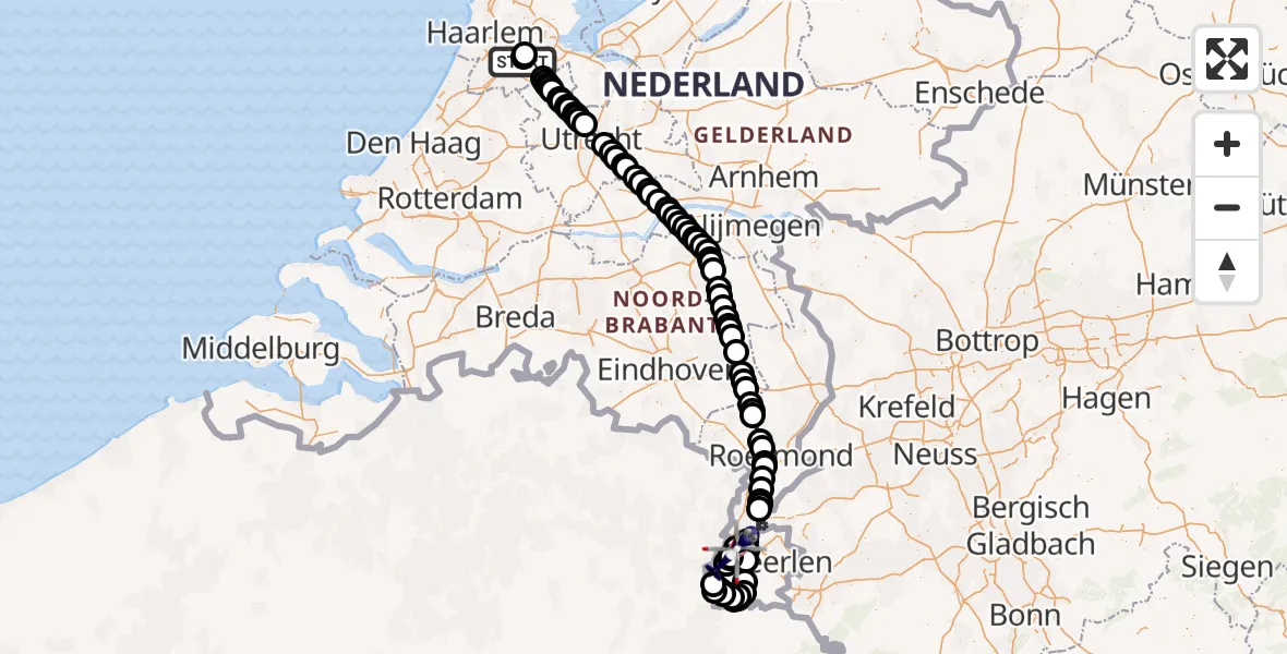 Vluchtroute Politiehelikopter Amsterdam Vliegveld Schiphol - Maastricht Aachen Airport, 21 juli 2026, 06:57