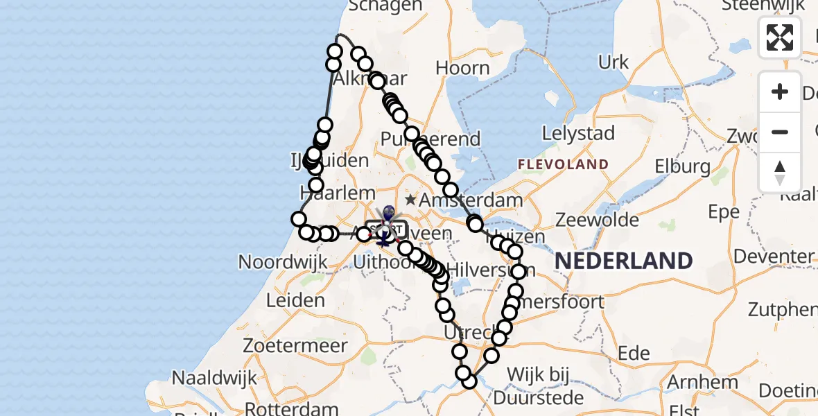 Vluchtroute Politiehelikopter Amsterdam Vliegveld Schiphol - Amsterdam Vliegveld Schiphol, 21 juli 2026, 07:22