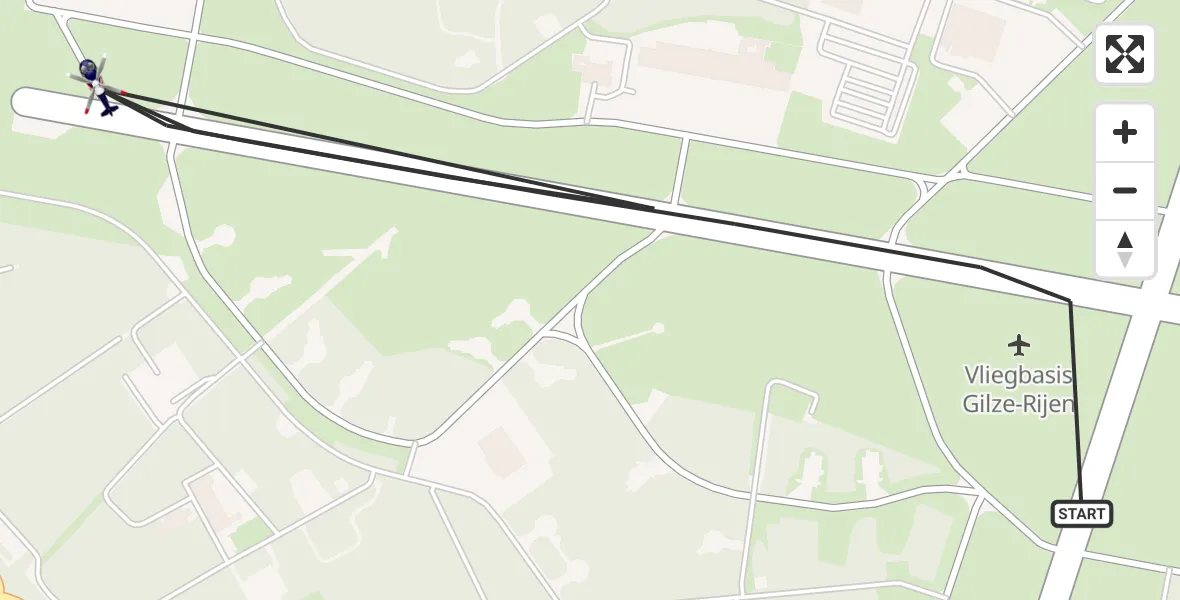 Vluchtroute Politiehelikopter Vliegbasis Gilze Rijen - Vliegbasis Gilze Rijen, 21 juli 2026, 08:58