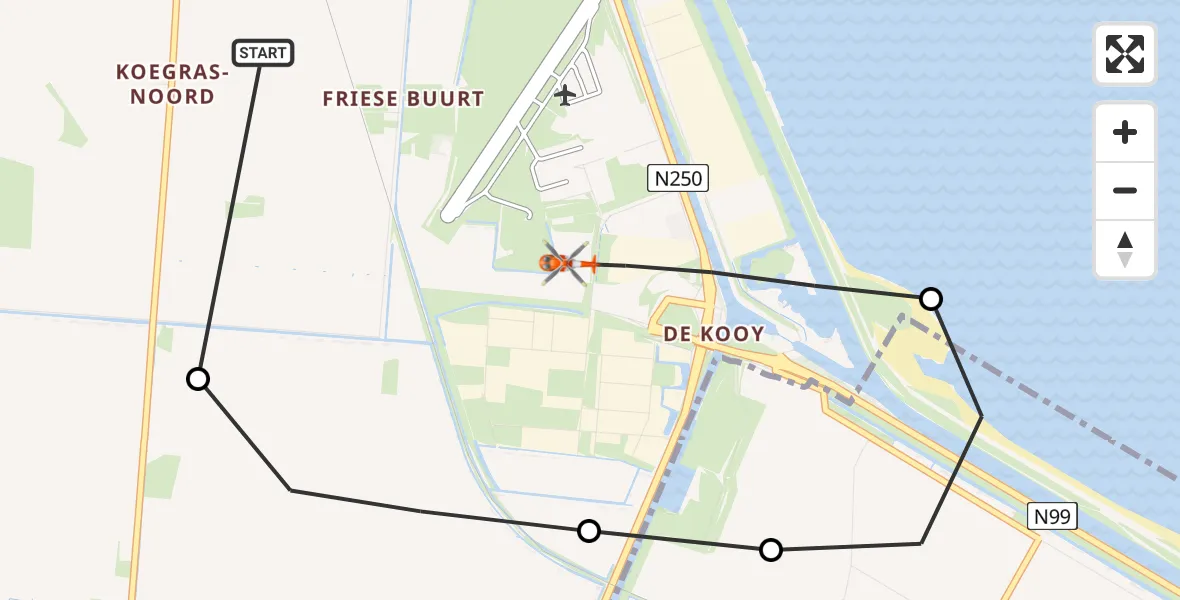 Vluchtroute Kustwachthelikopter Den Helder - Den Helder, 21 juli 2026, 09:33