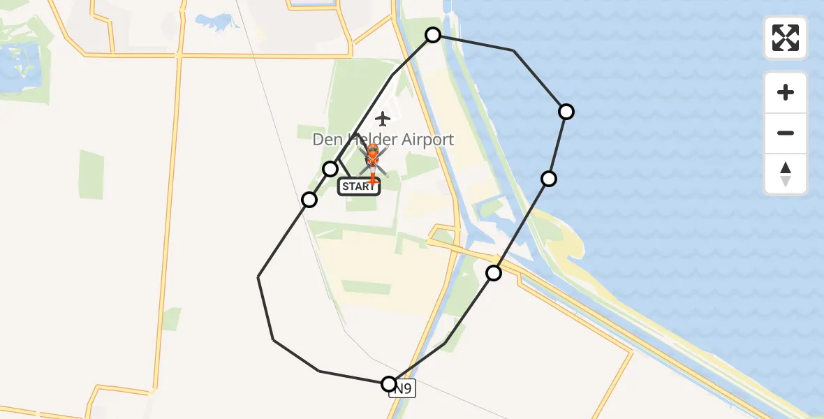 Vluchtroute Kustwachthelikopter Militair vliegveld De Kooy / Den Helder Airport - Militair vliegveld De Kooy / Den Helder Airport, 21 juli 2026, 09:51