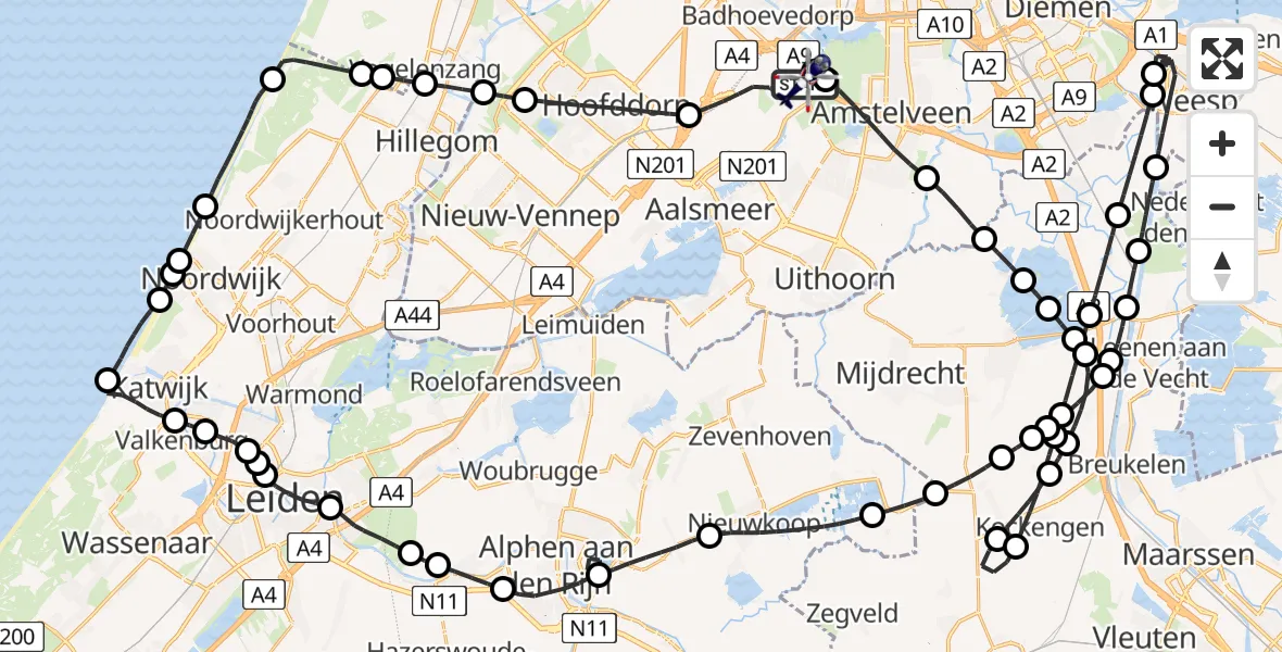 Vluchtroute Politiehelikopter Amsterdam Vliegveld Schiphol - Amsterdam Vliegveld Schiphol, 21 juli 2026, 11:15