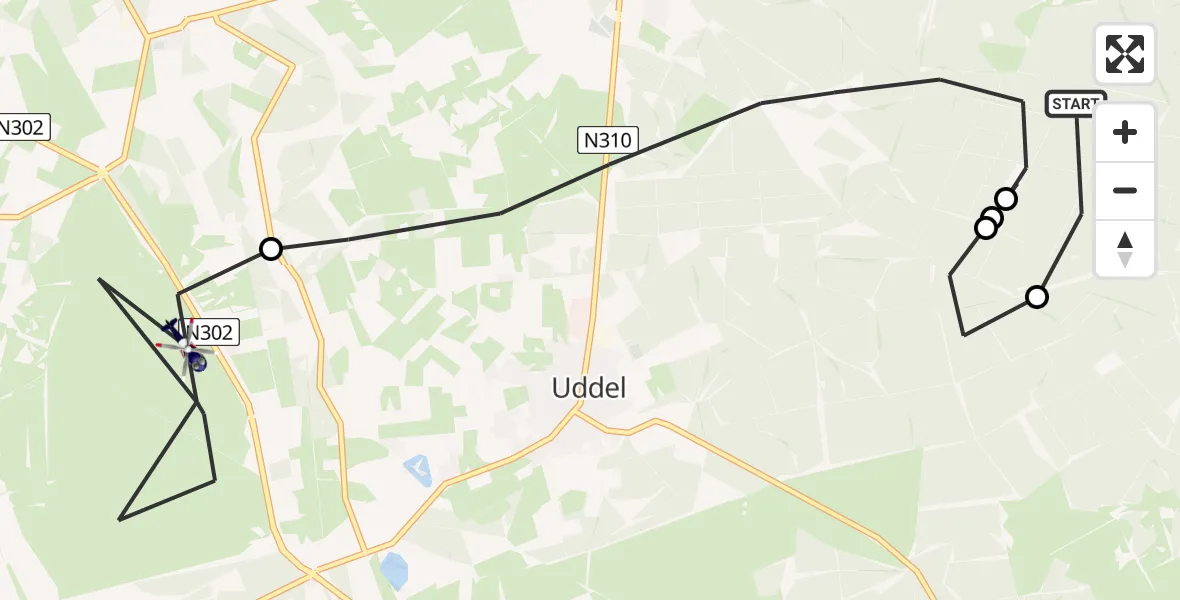 Vluchtroute Politiehelikopter Elspeet - Ermelo, 21 juli 2026, 11:50