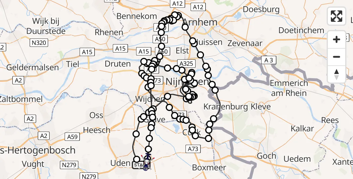 Vluchtroute Politiehelikopter Vliegbasis Volkel - Vliegbasis Volkel, 21 juli 2026, 13:45