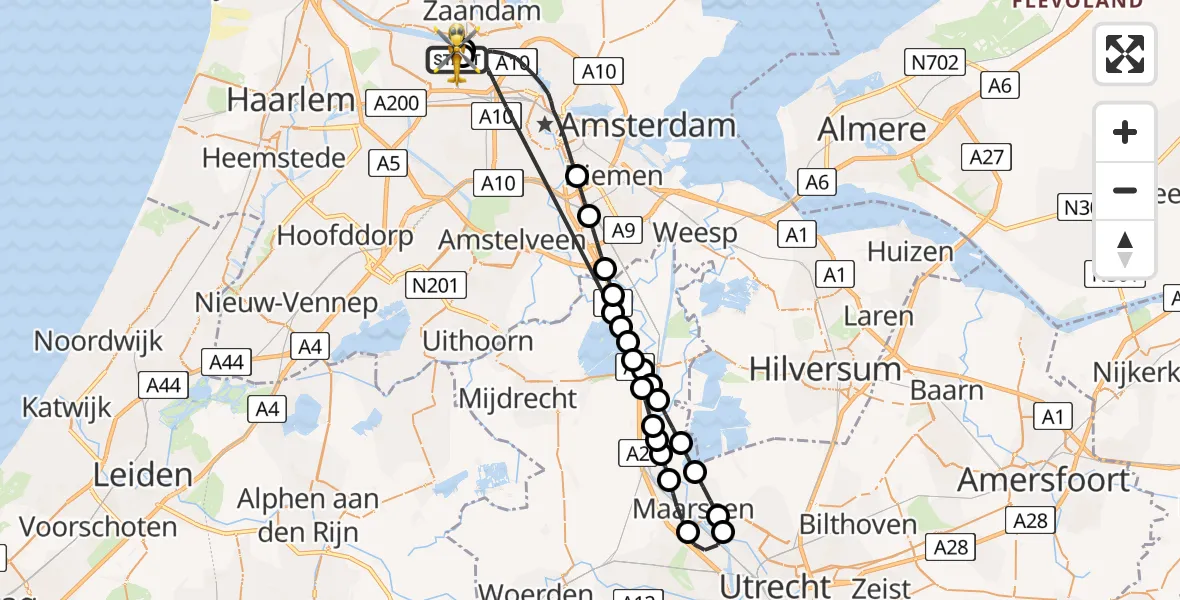 Vluchtroute Traumahelikopter Amsterdam Heliport - Amsterdam Heliport, 21 juli 2026, 15:55