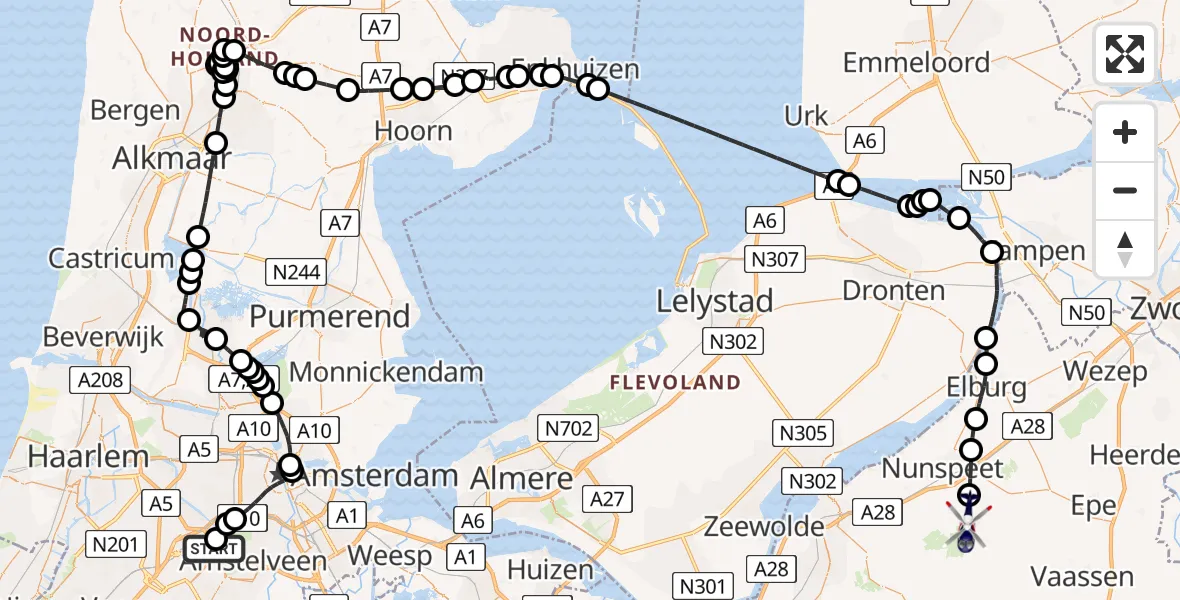 Vluchtroute Politiehelikopter Amsterdam Vliegveld Schiphol - Vierhouten, 21 juli 2026, 17:34