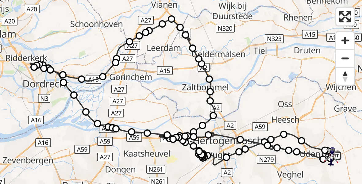 Vluchtroute Politiehelikopter Vliegbasis Volkel - Vliegbasis Volkel, 21 juli 2026, 18:05