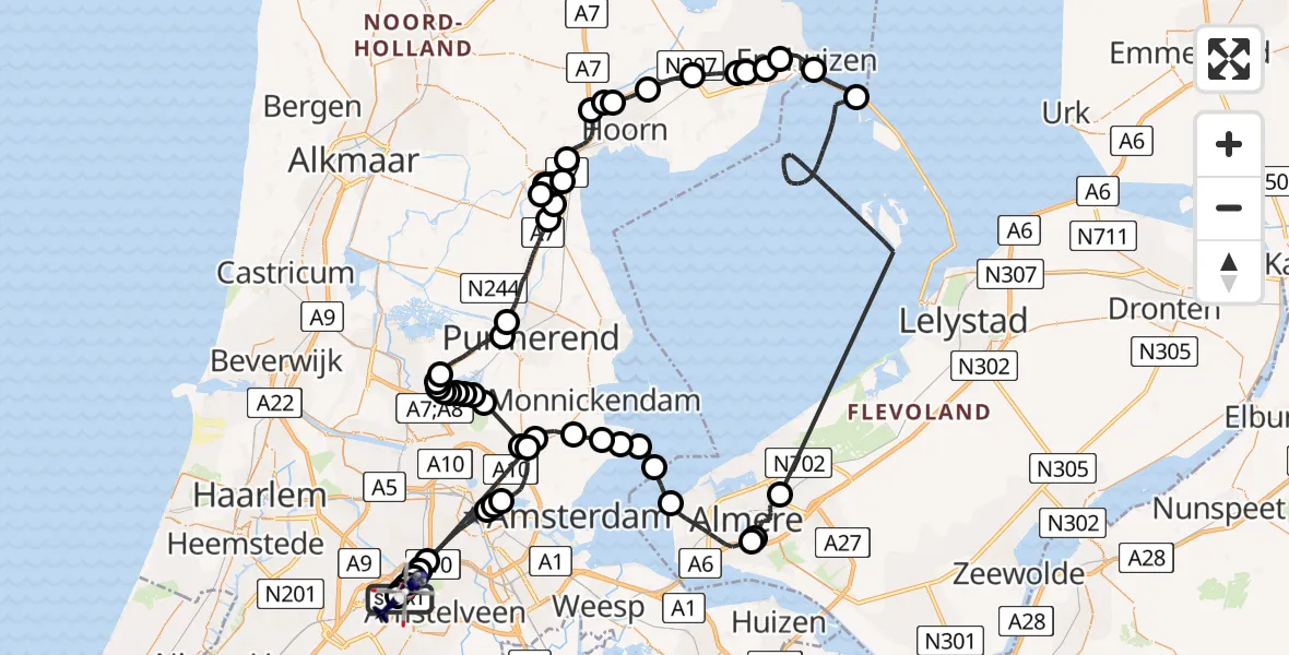 Vluchtroute Politiehelikopter Amsterdam Vliegveld Schiphol - Amsterdam Vliegveld Schiphol, 22 juli 2026, 07:59