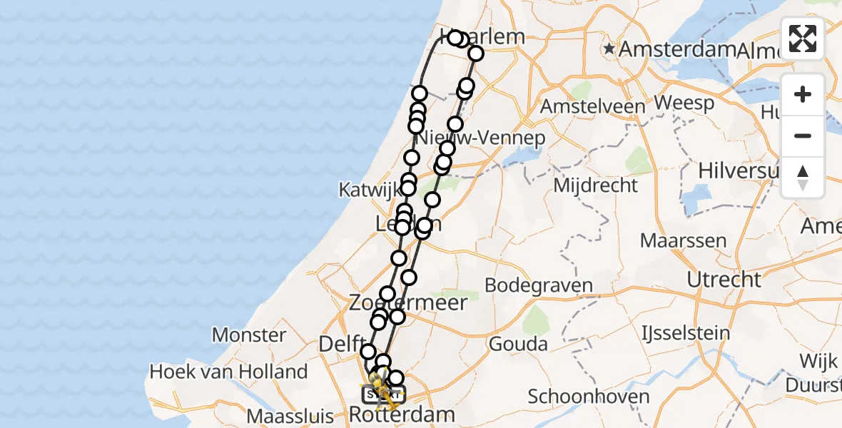 Vluchtroute Traumahelikopter Rotterdam The Hague Airport - Rotterdam The Hague Airport, 22 juli 2026, 11:43