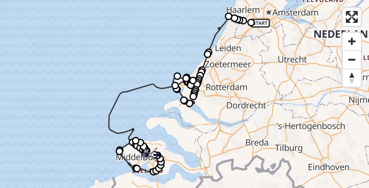 Vluchtroute Politiehelikopter Amsterdam Vliegveld Schiphol - Arnemuiden, 22 juli 2026, 13:22