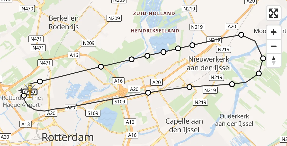 Vluchtroute Traumahelikopter Rotterdam The Hague Airport - Rotterdam The Hague Airport, 22 juli 2026, 16:16