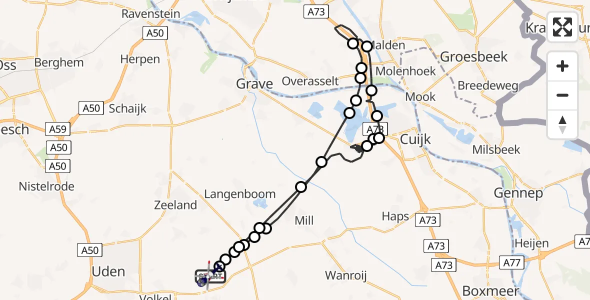 Vluchtroute Politiehelikopter Vliegbasis Volkel - Vliegbasis Volkel, 22 juli 2026, 17:13