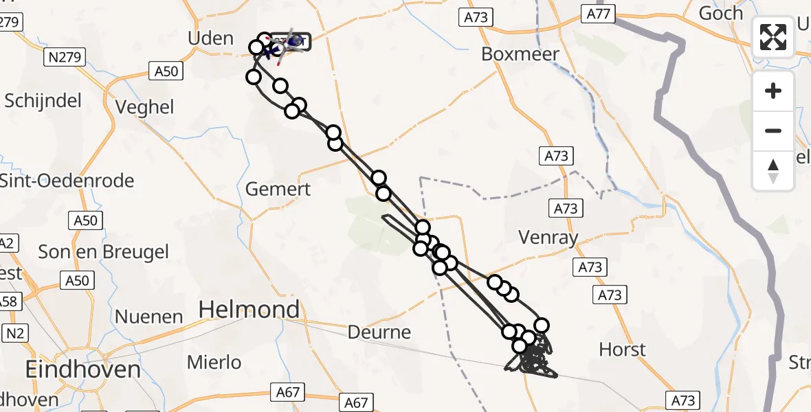 Vluchtroute Politiehelikopter Vliegbasis Volkel - Vliegbasis Volkel, 22 juli 2026, 18:28
