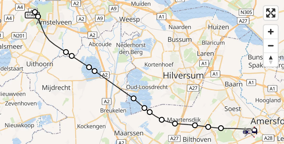 Vluchtroute Politiehelikopter Amsterdam Vliegveld Schiphol - Amersfoort, 23 juli 2026, 06:51