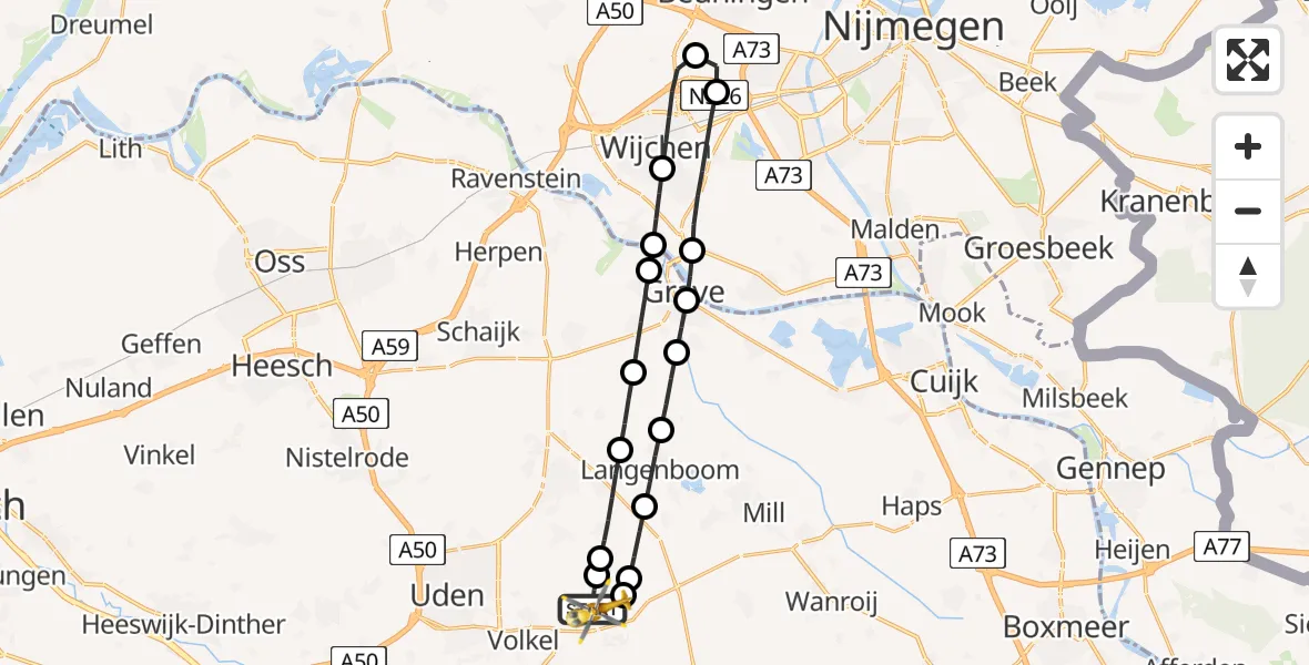 Vluchtroute Traumahelikopter Vliegbasis Volkel - Vliegbasis Volkel, 23 juli 2026, 11:47