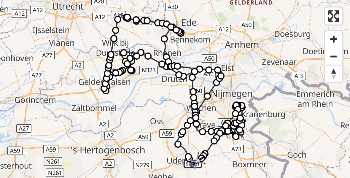 Vluchtroute Politiehelikopter Vliegbasis Volkel - Vliegbasis Volkel, 23 juli 2026, 18:29