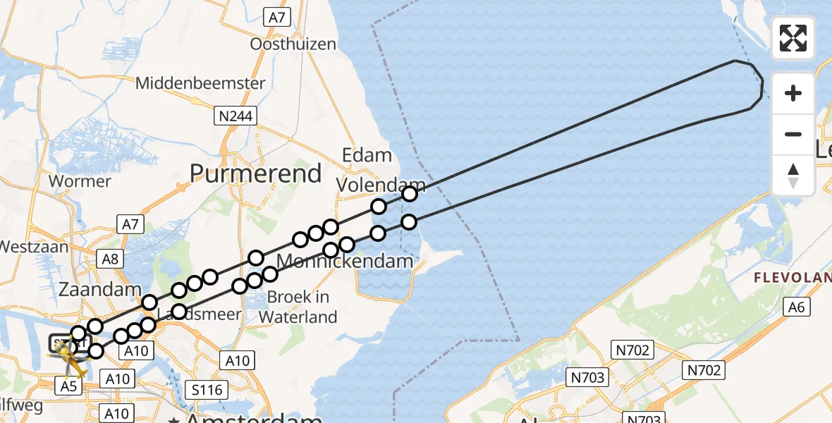 Vluchtroute Traumahelikopter Amsterdam Heliport - Amsterdam, 23 juli 2026, 21:16