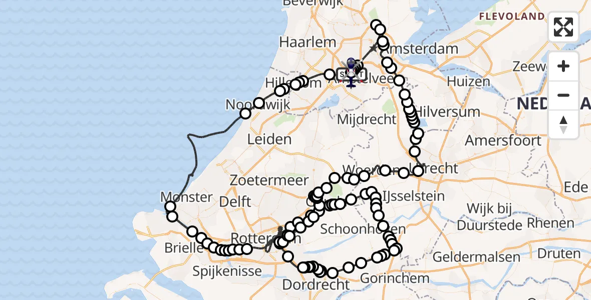 Vluchtroute Politiehelikopter Amsterdam Vliegveld Schiphol - Amsterdam Vliegveld Schiphol, 24 juli 2026, 09:37