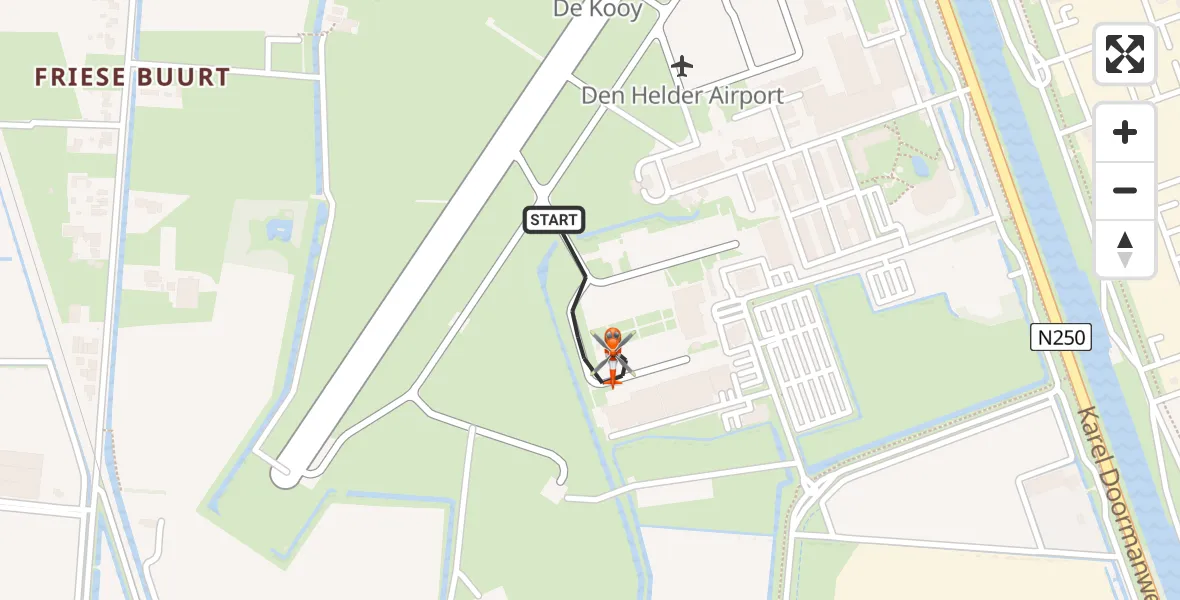 Vluchtroute Kustwachthelikopter Militair vliegveld De Kooy / Den Helder Airport - Militair vliegveld De Kooy / Den Helder Airport, 24 juli 2026, 10:11