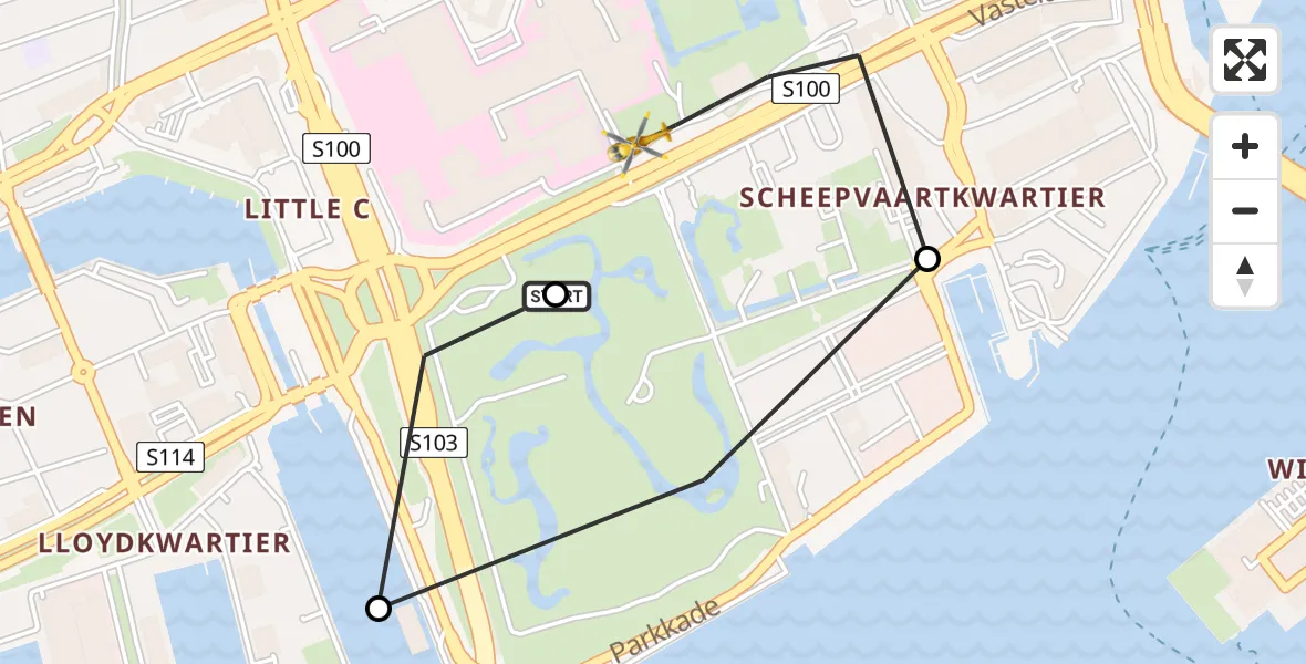 Vluchtroute Traumahelikopter Erasmus MC - Erasmus Medisch Centrum Heliport, 24 juli 2026, 11:59
