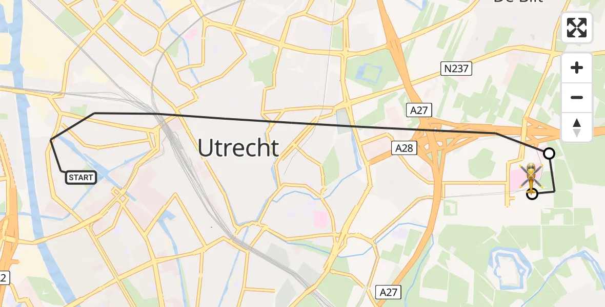 Vluchtroute Traumahelikopter Utrecht - Universitair Medisch Centrum Utrecht, 24 juli 2026, 17:35