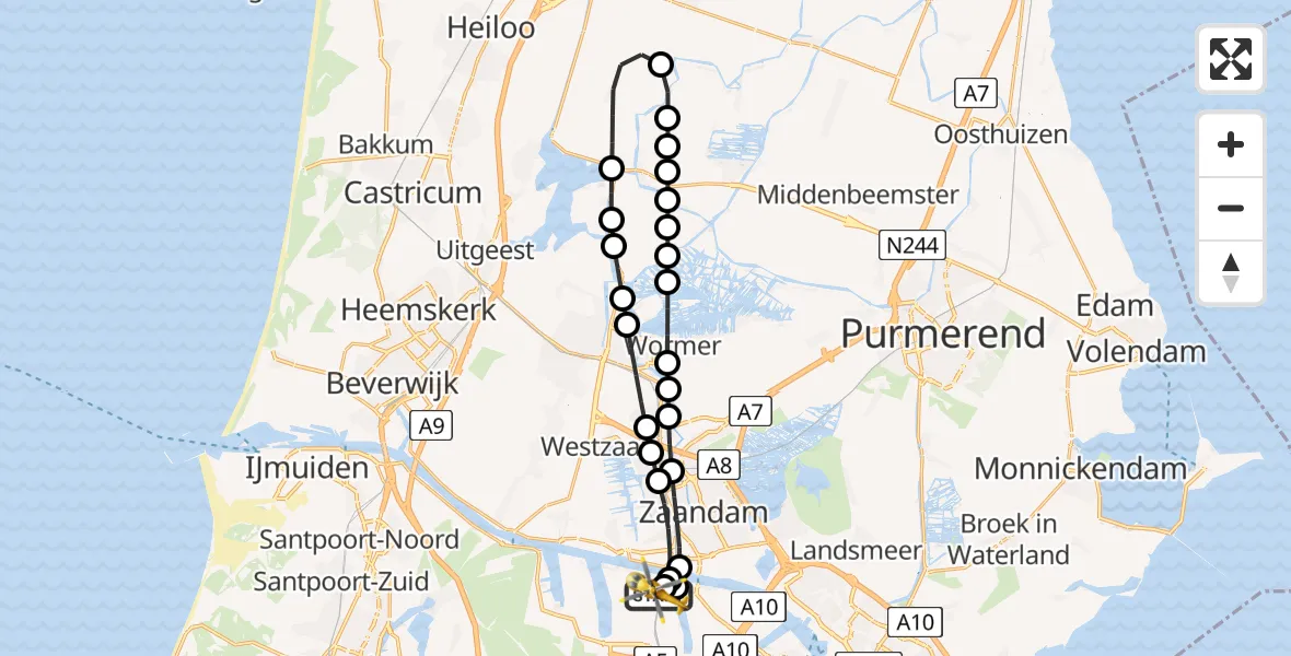 Vluchtroute Traumahelikopter Amsterdam Heliport - Amsterdam Heliport, 25 juli 2026, 06:20