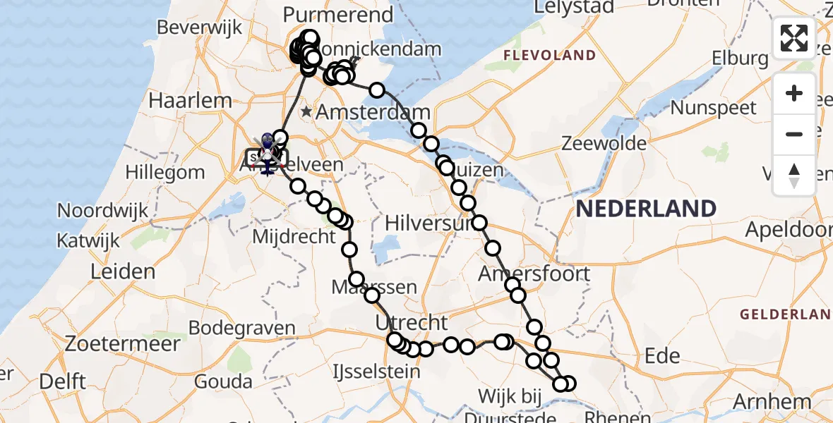 Vluchtroute Politiehelikopter Amsterdam Vliegveld Schiphol - Amsterdam Vliegveld Schiphol, 25 juli 2026, 07:34