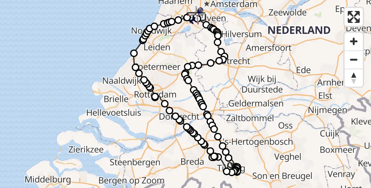 Vluchtroute Politiehelikopter Amsterdam Vliegveld Schiphol - Amsterdam Vliegveld Schiphol, 25 juli 2026, 09:38