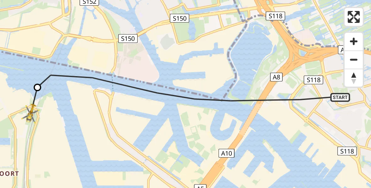 Vluchtroute Traumahelikopter Amsterdam - Amsterdam Heliport, 25 juli 2026, 13:18