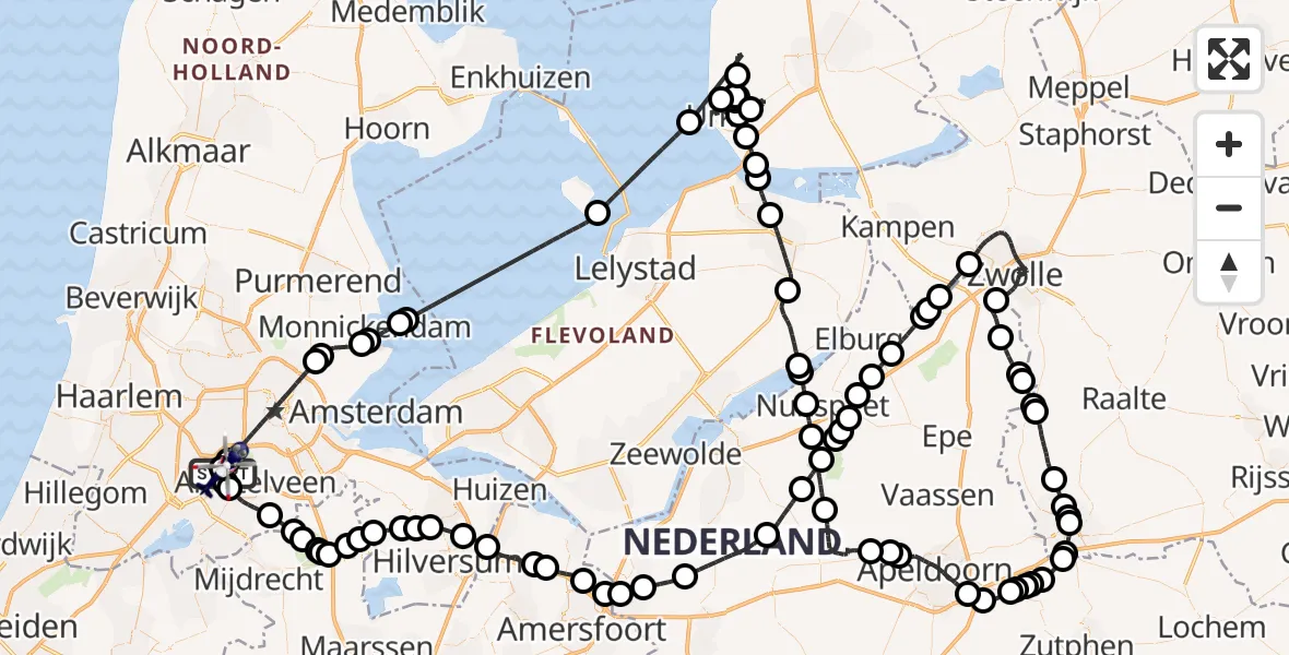 Vluchtroute Politiehelikopter Amsterdam Vliegveld Schiphol - Amsterdam Vliegveld Schiphol, 25 juli 2026, 13:48