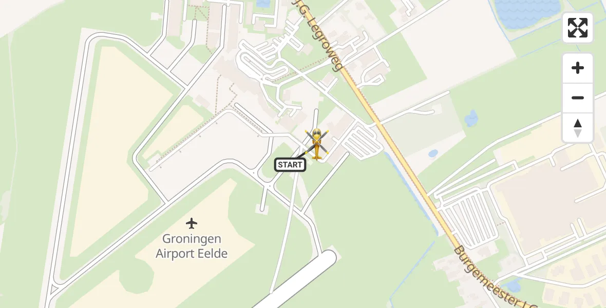 Vluchtroute Traumahelikopter Groningen Airport Eelde - Groningen Airport Eelde, 25 juli 2026, 13:48