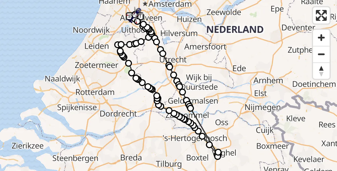 Vluchtroute Politiehelikopter Amsterdam Vliegveld Schiphol - Amsterdam Vliegveld Schiphol, 25 juli 2026, 17:40