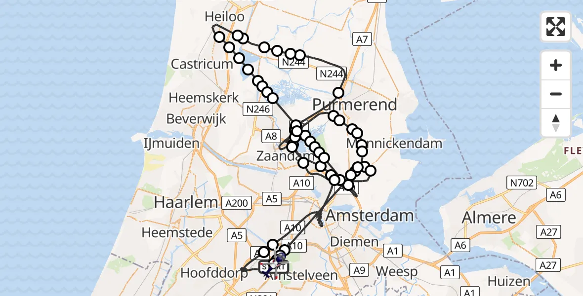 Vluchtroute Politiehelikopter Amsterdam Vliegveld Schiphol - Amsterdam Vliegveld Schiphol, 25 juli 2026, 18:46