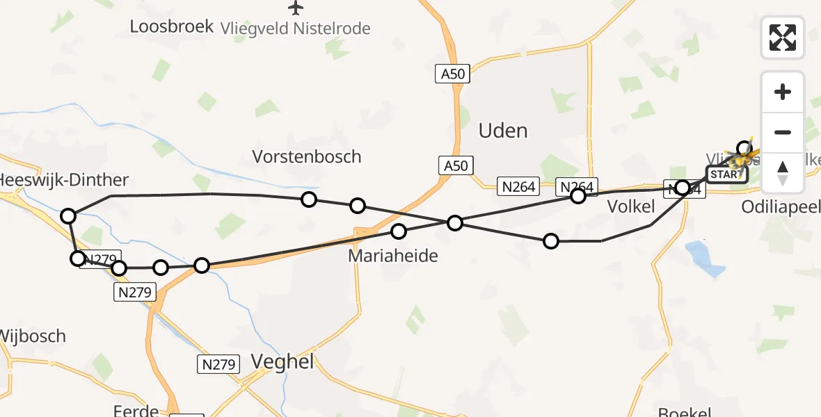 Vluchtroute Traumahelikopter Vliegbasis Volkel - Vliegbasis Volkel, 26 juli 2026, 11:23