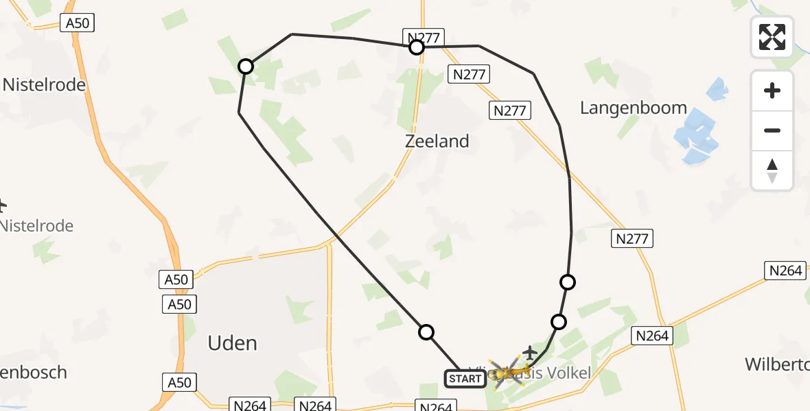 Vluchtroute Traumahelikopter Vliegbasis Volkel - Vliegbasis Volkel, 26 juli 2026, 15:53