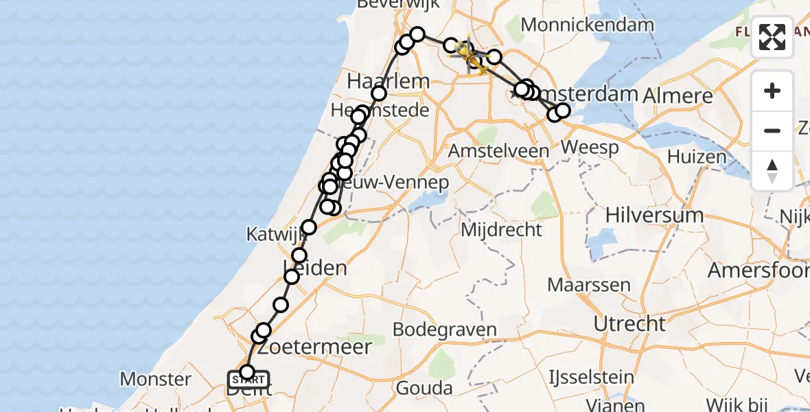 Vluchtroute Traumahelikopter Delft - Amsterdam Heliport, 26 juli 2026, 16:07