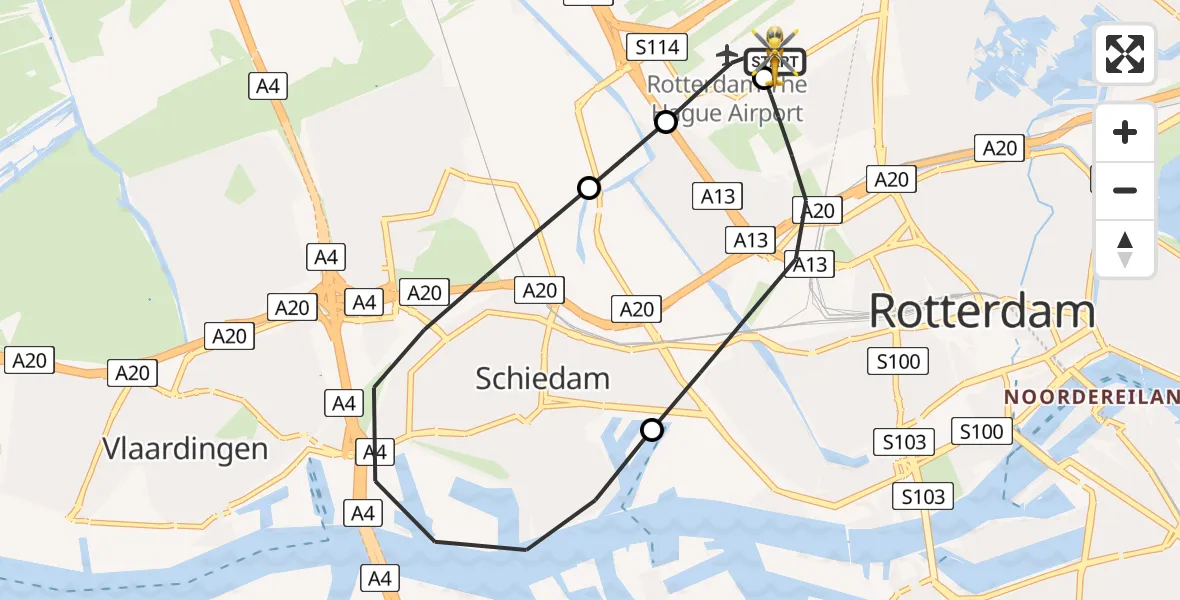 Vluchtroute Traumahelikopter Rotterdam The Hague Airport - Rotterdam The Hague Airport, 26 juli 2026, 17:31