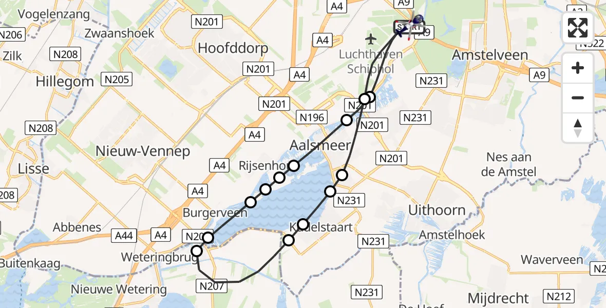Vluchtroute Politiehelikopter Amsterdam Vliegveld Schiphol - Amsterdam Vliegveld Schiphol, 26 juli 2026, 20:27