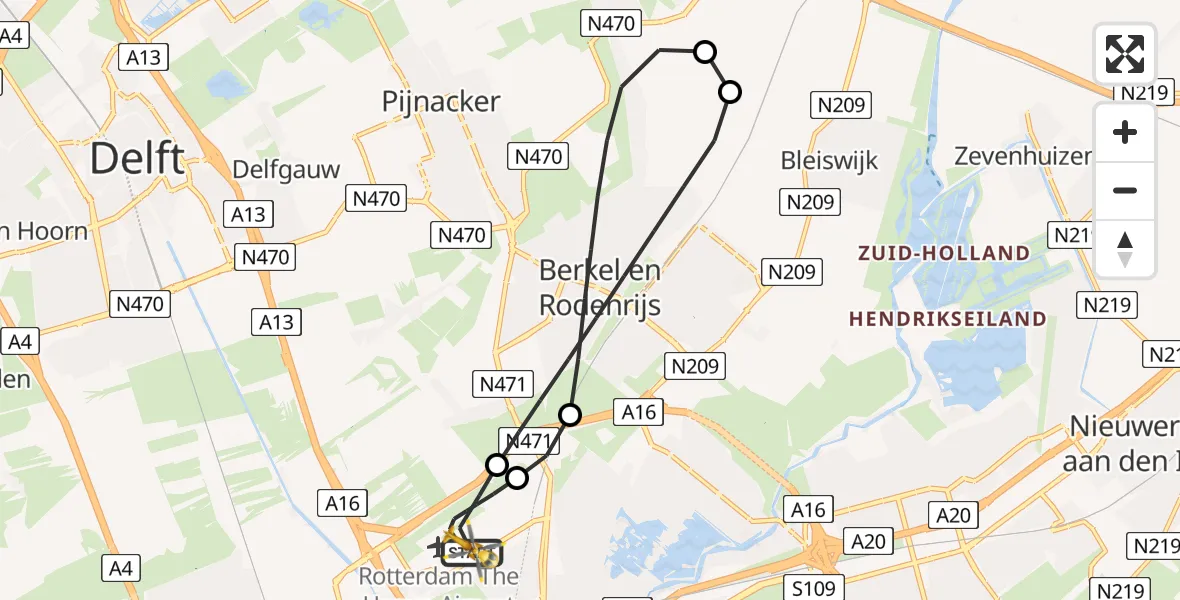 Vluchtroute Traumahelikopter Rotterdam The Hague Airport - Rotterdam The Hague Airport, 26 juli 2026, 20:51