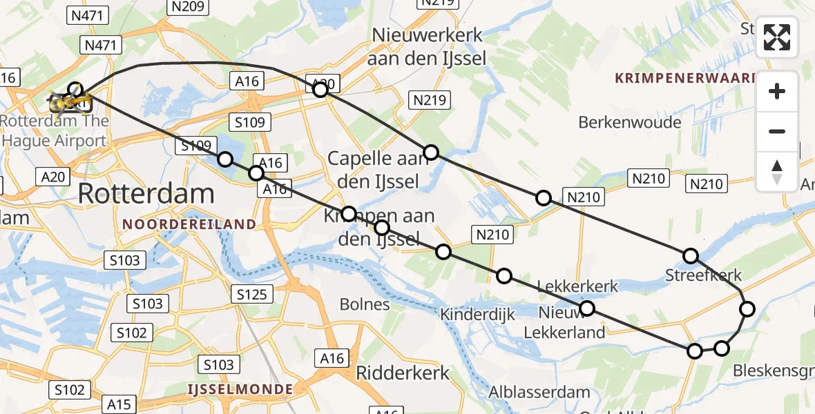 Vluchtroute Traumahelikopter Rotterdam The Hague Airport - Rotterdam The Hague Airport, 26 juli 2026, 21:15