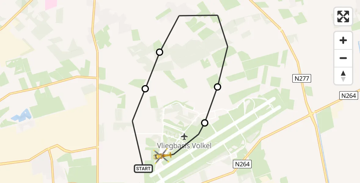 Vluchtroute Traumahelikopter Vliegbasis Volkel - Vliegbasis Volkel, 27 juli 2026, 08:33