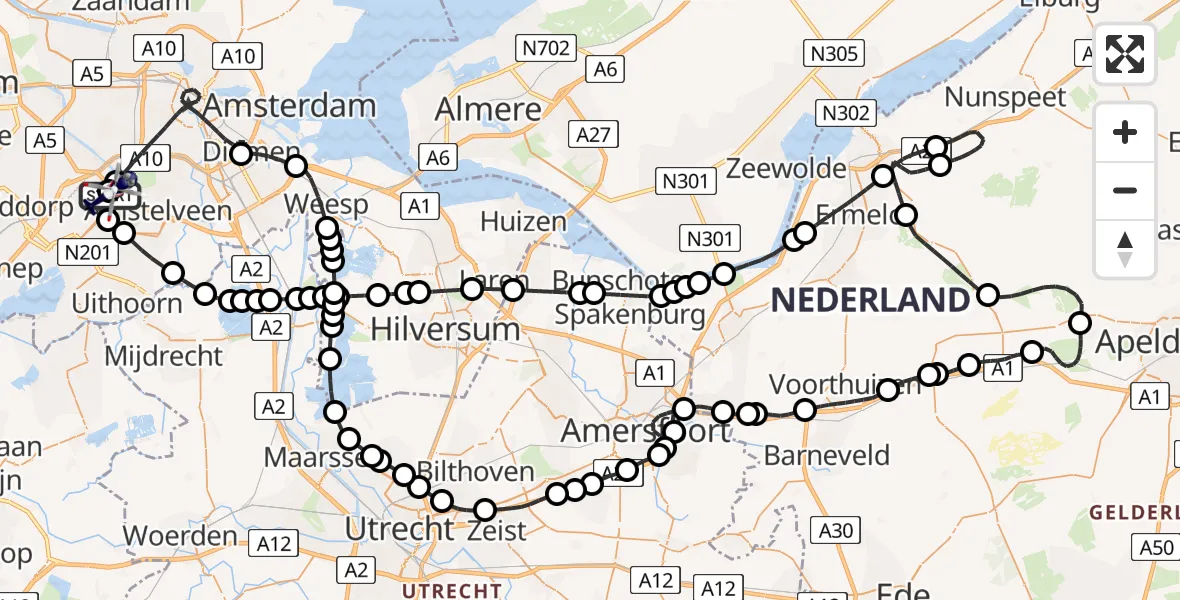 Vluchtroute Politiehelikopter Amsterdam Vliegveld Schiphol - Amsterdam Vliegveld Schiphol, 27 juli 2026, 09:48
