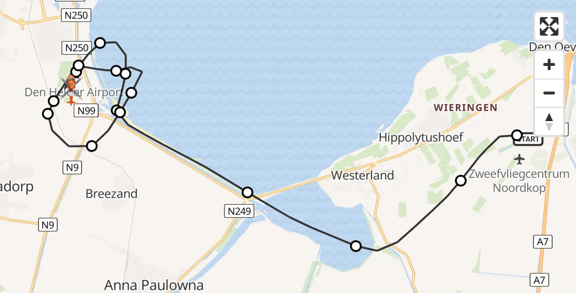 Vluchtroute Kustwachthelikopter Slootdorp - Militair vliegveld De Kooy / Den Helder Airport, 27 juli 2026, 11:32