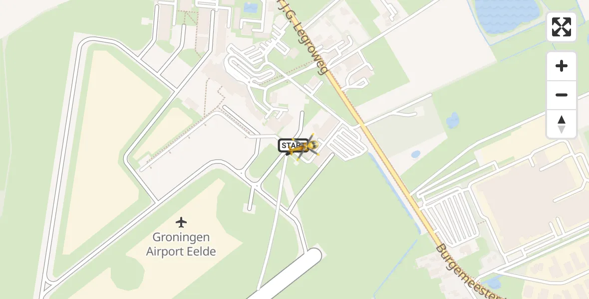 Vluchtroute Traumahelikopter Groningen Airport Eelde - Groningen Airport Eelde, 27 juli 2026, 15:13